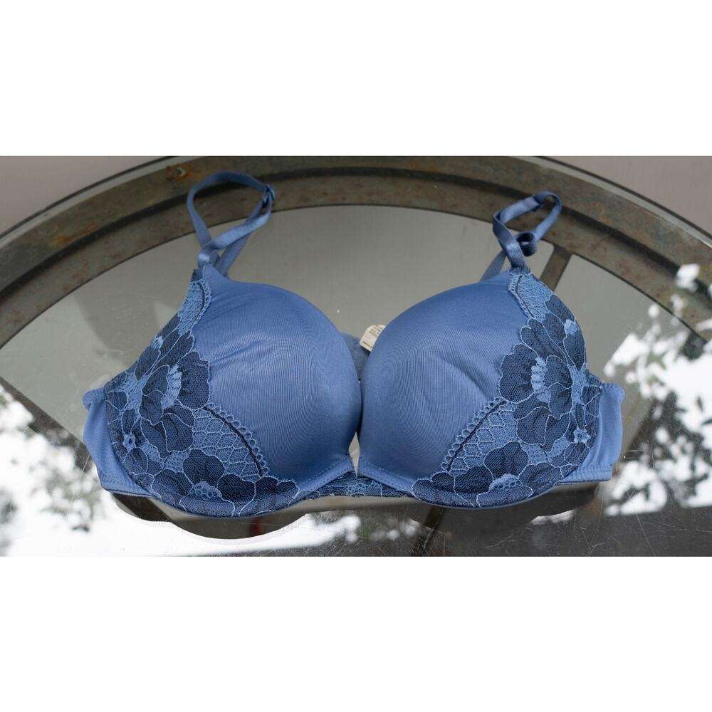 Maidenform‎ Self Expressions Convertible Push-Up Lace Wing Bra 5809 Blue 38B